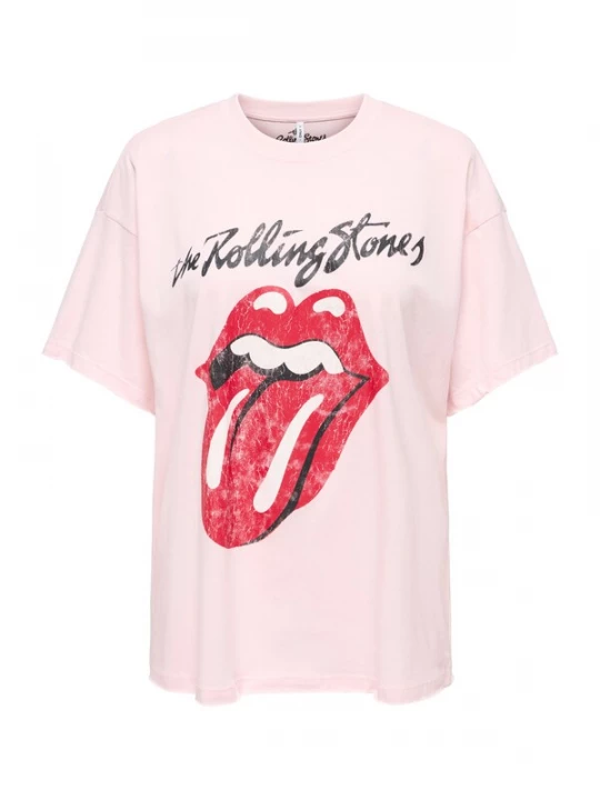 Foto van product ONLY Shirt 'ONLROLLING STONES' pastellila / vuurrood / zwart / wit
