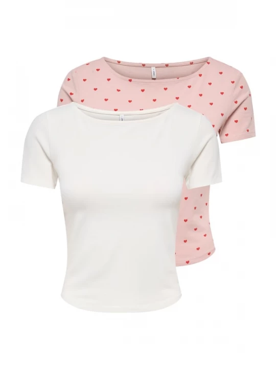 Foto van product ONLY Shirt 'ONLSUSAN' rosa / donkerrood / offwhite