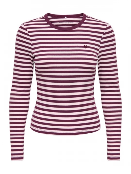 Foto van product ONLY Shirt 'ONLVAL' bessen / wit