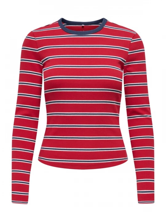 Foto van product ONLY Shirt 'ONLVal' marine / rood / wit