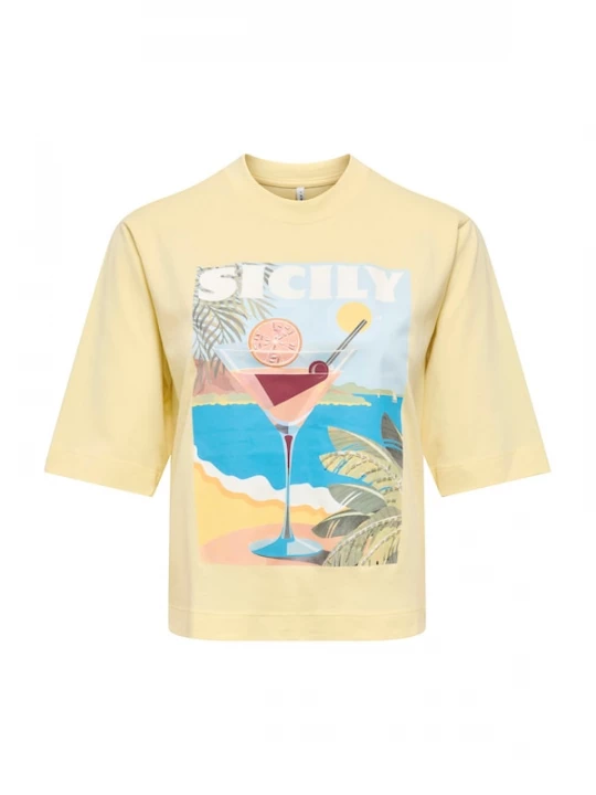 Foto van product ONLY Shirt 'ONLVEGA' azuur / lichtblauw / lichtgeel / pasteloranje