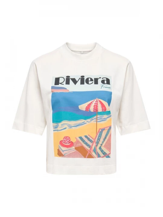 Foto van product ONLY Shirt 'ONLVEGA' azuur / oranje / zwart / natuurwit
