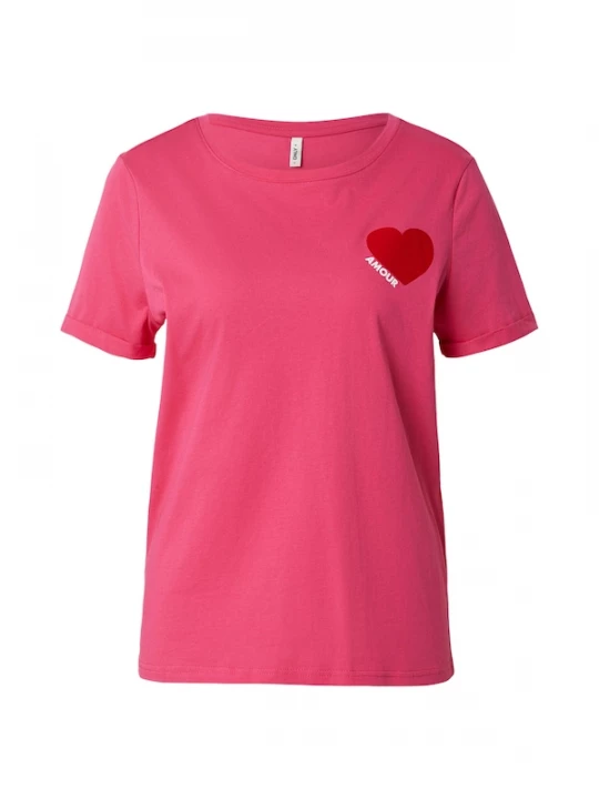 Foto van product ONLY Shirt 'ONLVICA' pink / rood / wit