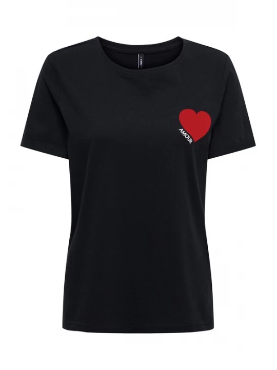 Foto van product ONLY Shirt 'ONLVICA' rood / zwart / wit