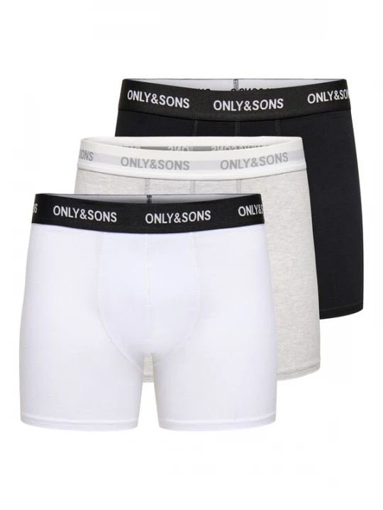 Foto van product Only & Sons Boxershorts lichtgrijs / zwart / wit