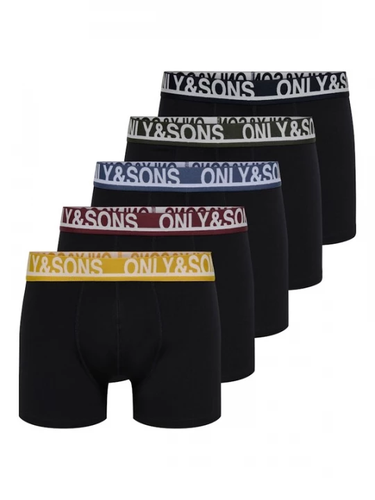 Foto van product Only & Sons Boxershorts 'ONSTrey' blauw / citroen / spar / wijnrood / zwart