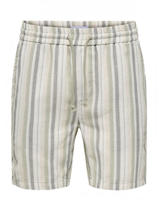 Foto van product Only & Sons Broek 'ONSTrev' sand / donkergroen / wit