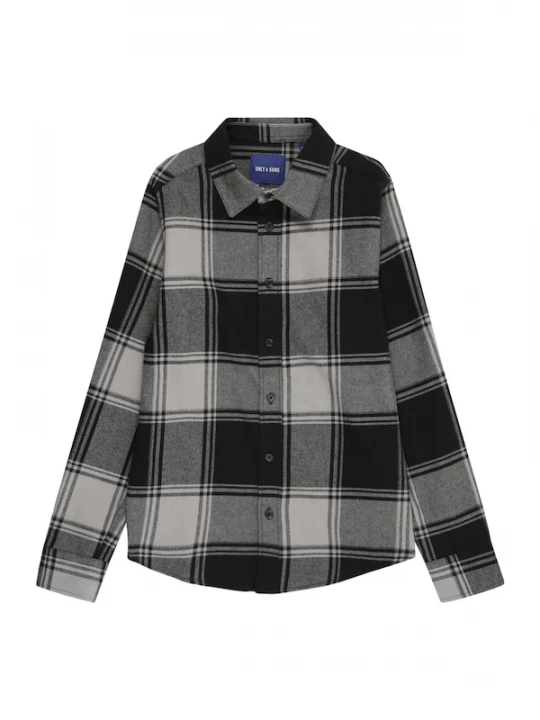 Foto van product Only & Sons Junior Overhemd 'OSJGUDMUND' lichtgrijs / grijs gemêleerd / zwart