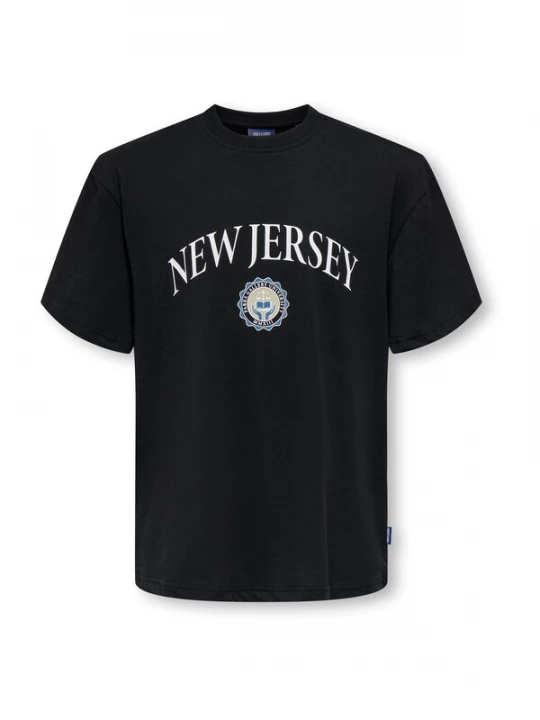 Foto van product Only & Sons Junior Shirt 'OSJCONISH UNIVERSITY' lichtblauw / stone grey / zwart / wit