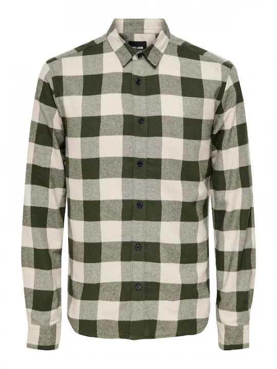 Foto van product Only & Sons Overhemd ecru / olijfgroen / donkergroen