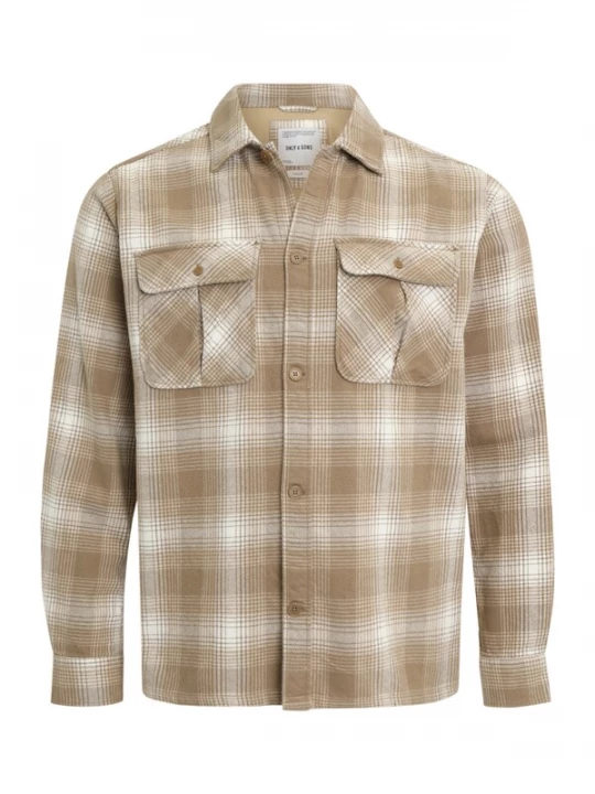 Foto van product Only & Sons Overhemd 'ONSCedric' lichtbeige / donkerbeige / wit