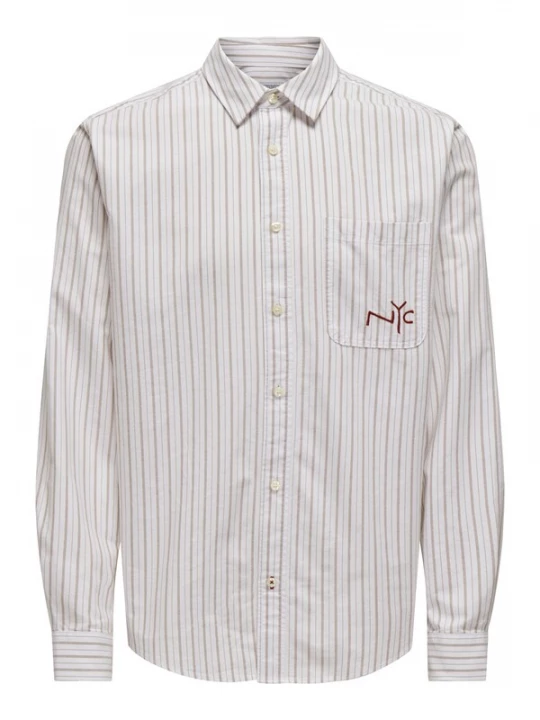 Foto van product Only & Sons Overhemd 'ONSDrake' cappuccino / donkerrood / natuurwit