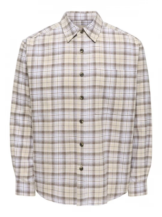 Foto van product Only & Sons Overhemd 'ONSGUDMUND' bruin / cappuccino / wit