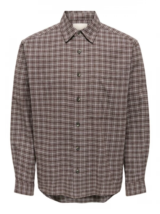 Foto van product Only & Sons Overhemd 'ONSGUDMUND' bruin / offwhite