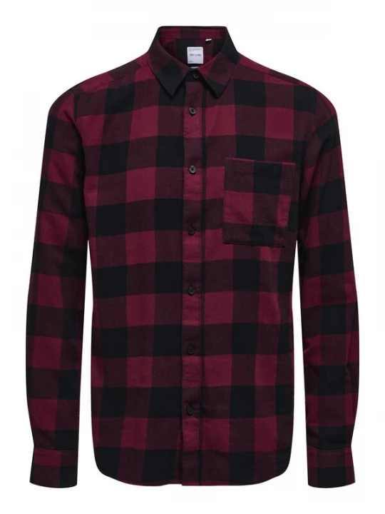 Foto van product Only & Sons Overhemd 'ONSGudmundur' bourgogne / zwart
