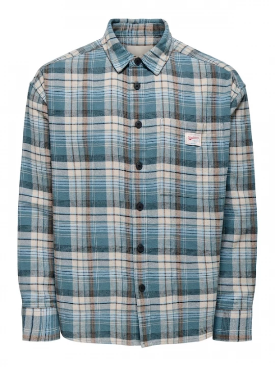 Foto van product Only & Sons Overhemd 'ONSJack' ecru / cyaan blauw / bruin / zwart