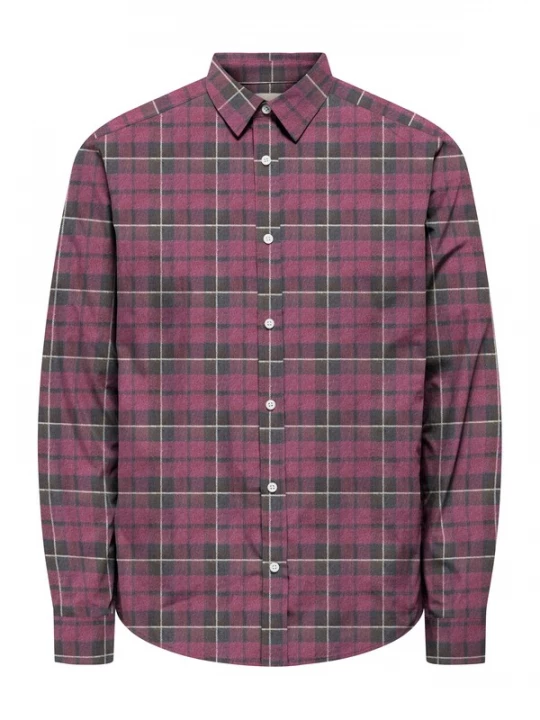 Foto van product Only & Sons Overhemd 'ONSKIM' wijnrood / zwart / wit