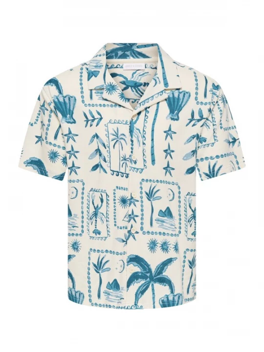 Foto van product Only & Sons Overhemd 'ONSPIERO' cyaan blauw / lichtblauw / wit