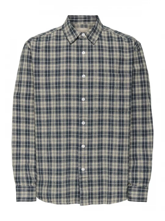 Foto van product Only & Sons Overhemd 'ONSRAFAEL' nachtblauw / antraciet / greige