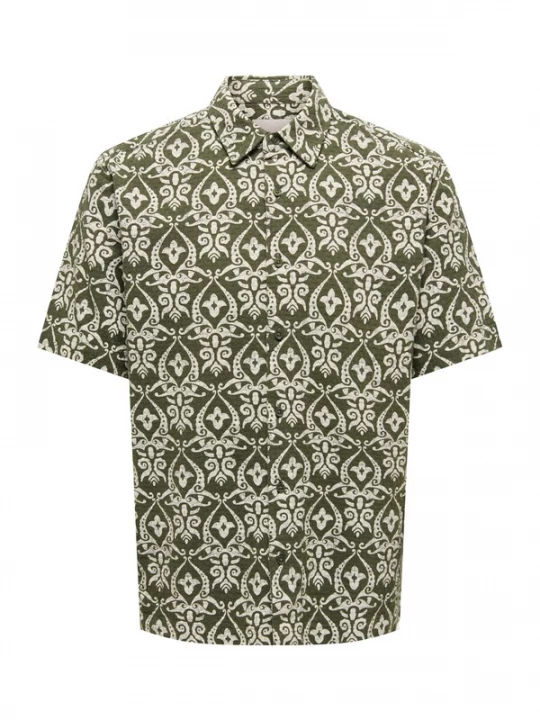Foto van product Only & Sons Overhemd 'ONSSEA' olijfgroen / offwhite