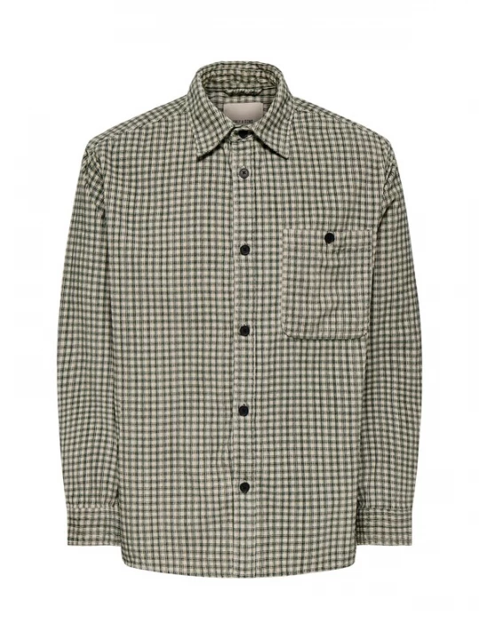 Foto van product Only & Sons Overhemd 'ONSWALEED' greige / donkergroen