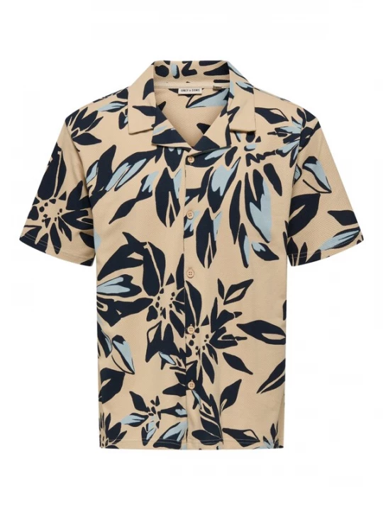 Foto van product Only & Sons Overhemd 'Piero' donkerbeige / navy / lichtblauw