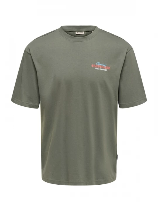 Foto van product Only & Sons Shirt 'ONSFrank' lichtblauw / olijfgroen / oranje / wit