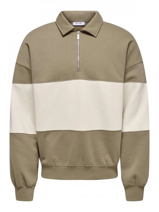 Foto van product Only & Sons Sweatshirt 'Byron' crème / olijfgroen