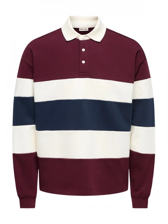 Foto van product Only & Sons Sweatshirt 'ONSBENEDICT' navy / robijnrood / offwhite