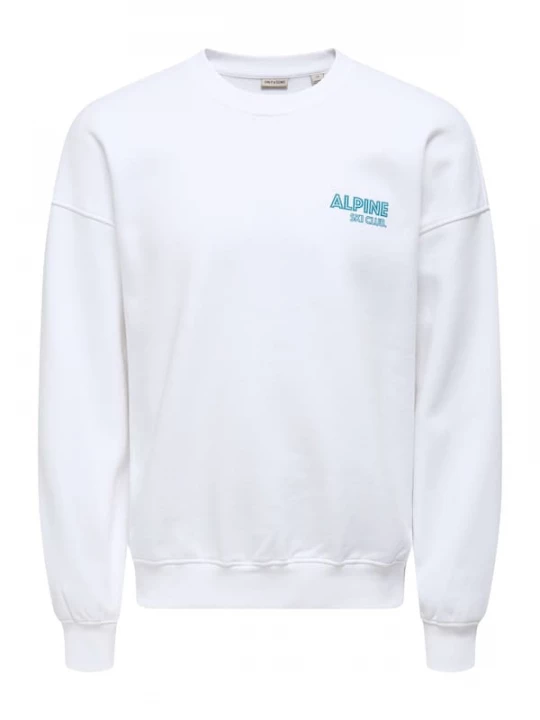 Foto van product Only & Sons Sweatshirt 'ONSCERES SKI' cyaan blauw / wit