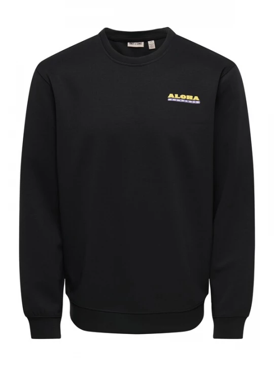 Foto van product Only & Sons Sweatshirt 'ONSLUCCA ALOHA' geel / lila / kreeft / zwart