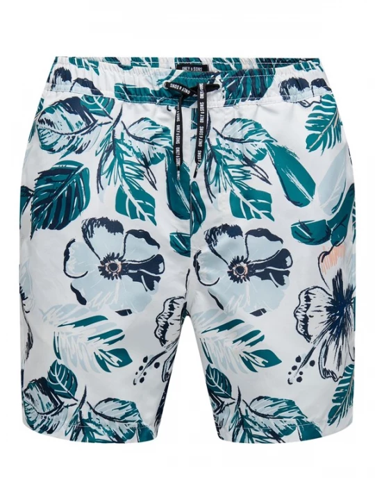 Foto van product Only & Sons Zwemshorts 'ONSThor' navy / lichtblauw / smaragd / wit
