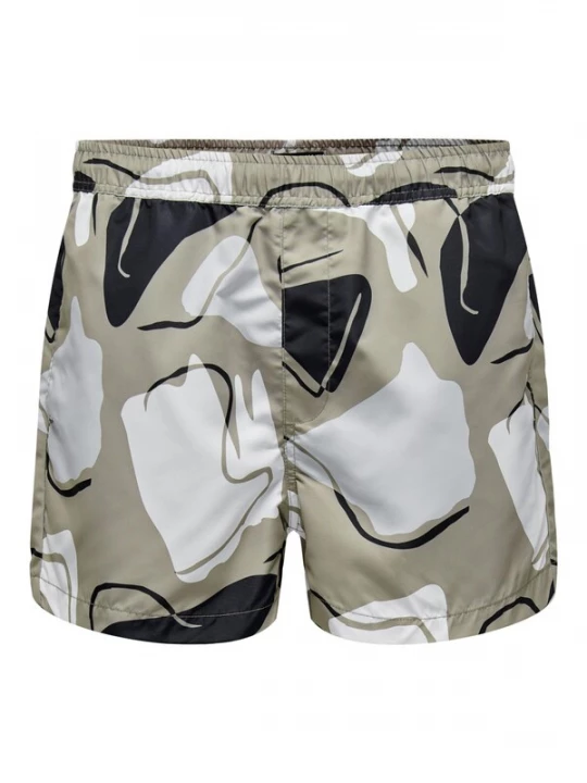 Foto van product Only & Sons Zwemshorts 'Todd' grijs / zwart / wit