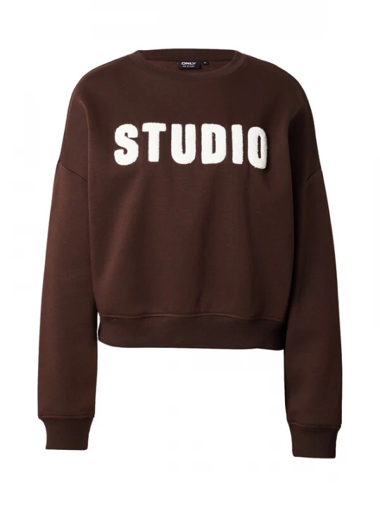 Foto van product ONLY Sweatshirt donkerbruin / wit