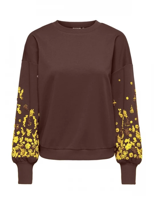 Foto van product ONLY Sweatshirt 'ONLBROOKE' bruin / chocoladebruin / geel