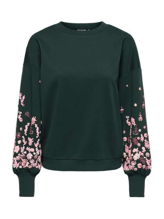Foto van product ONLY Sweatshirt 'ONLBROOKE' donkergroen / rosa / pastelroze / bourgogne