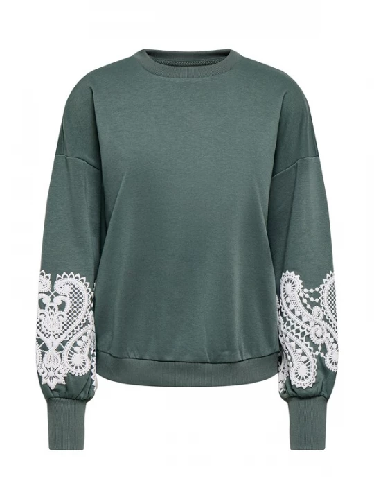 Foto van product ONLY Sweatshirt 'ONLBROOKE' groen / wit