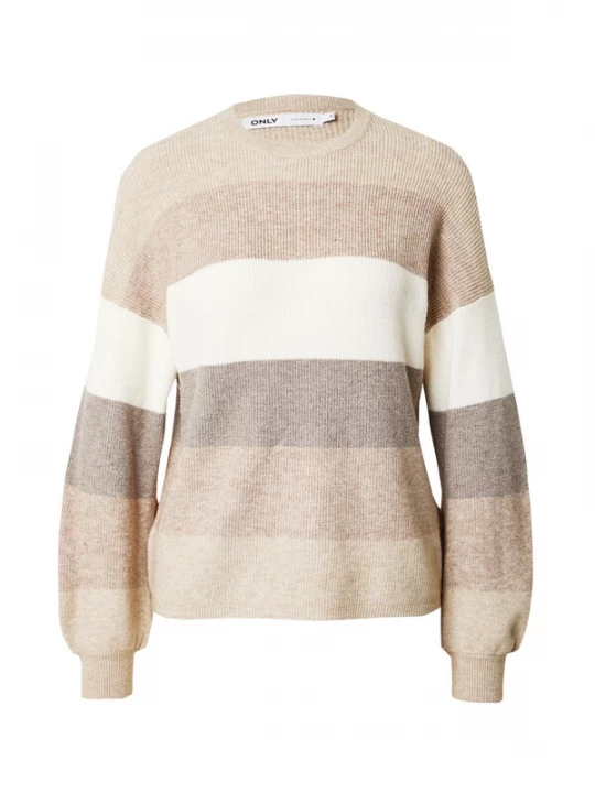 Foto van product ONLY Trui 'Atia' donkerbeige / beige gemêleerd / taupe / wit
