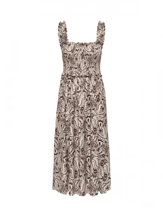 Foto van product ONLY Zomerjurk beige / donkerbruin