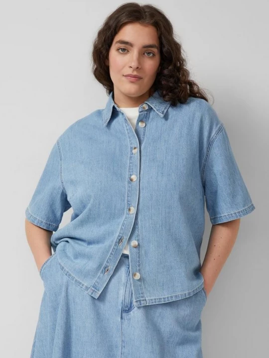 Foto van product Ontspannen denim blouse s.Oliver blauw