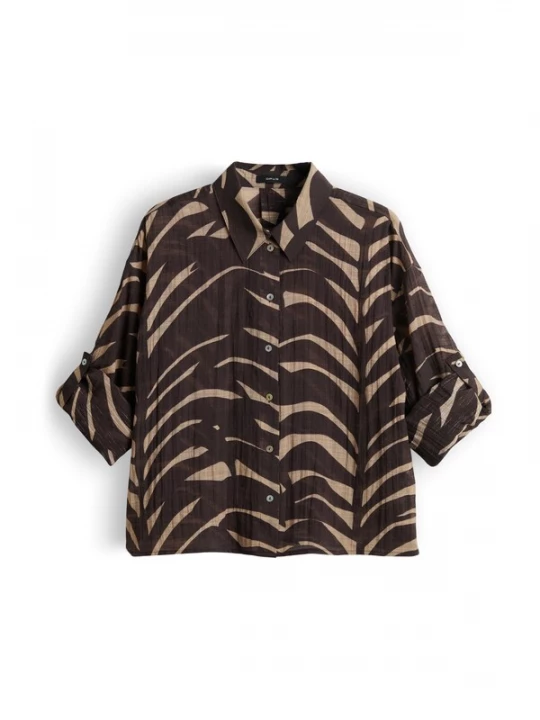 Foto van product OPUS Blouse 'Fadena' chocoladebruin / cappuccino