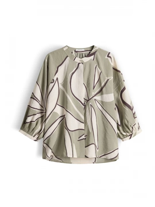 Foto van product OPUS Blouse 'Faloom' crème / donkerbruin / olijfgroen