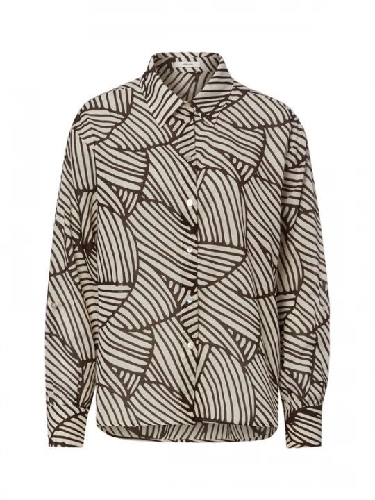 Foto van product OPUS Blouse 'Felora Botanical' beige / chocoladebruin