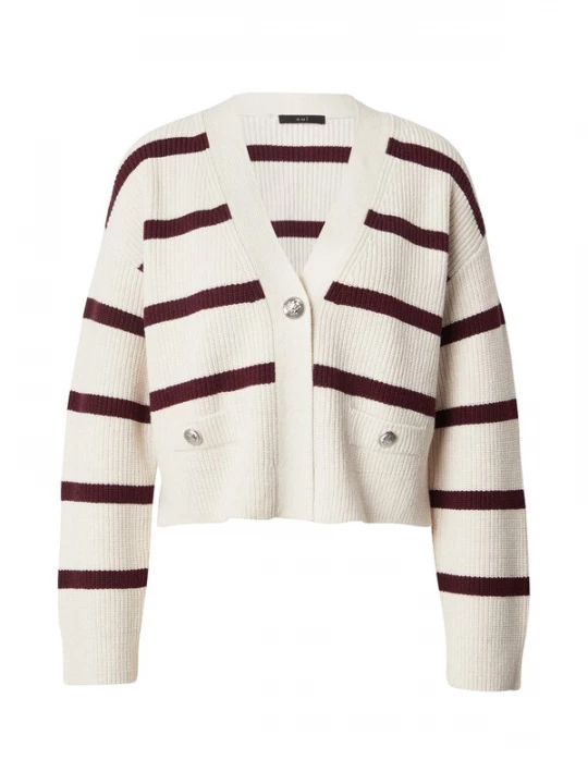 Foto van product OUI Gebreid vest bordeaux / wit