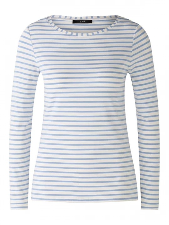 Foto van product OUI Shirt 'SUMIKO' blauw / wit gemêleerd