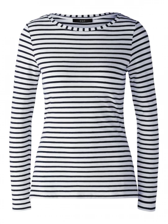 Foto van product OUI Shirt 'Sumiko' donkerblauw / wit