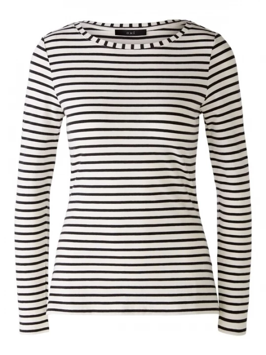 Foto van product OUI Shirt 'SUMIKO' zwart / offwhite