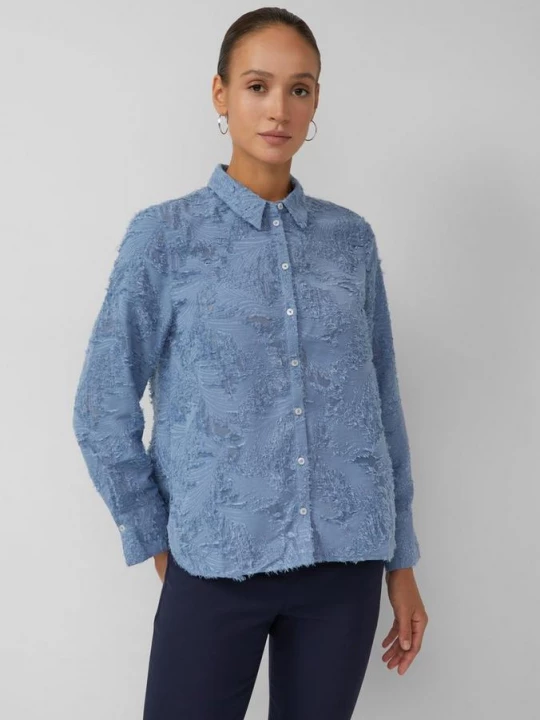 Foto van product Overhemd blouse met burnout patroon s.Oliver blauw
