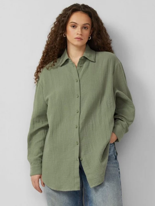 Foto van product Overhemd blouse QS olijfgroen