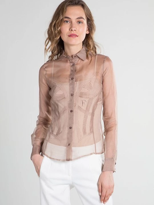 Foto van product Overhemdblouse Gianfranco Ferre zijde - beige